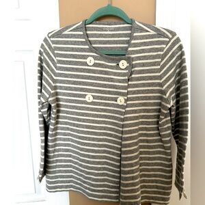 Lands' End size Small Gray and White Striped Knit Top